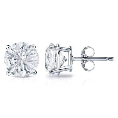 18k Gold 2ct TW Round Clarity Enhanced Diamond Stud Earrings (G-H, I1-I2)