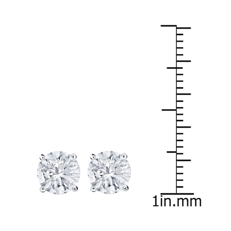 18k Gold 2ct TW Round Clarity Enhanced Diamond Stud Earrings (G-H, I1-I2)