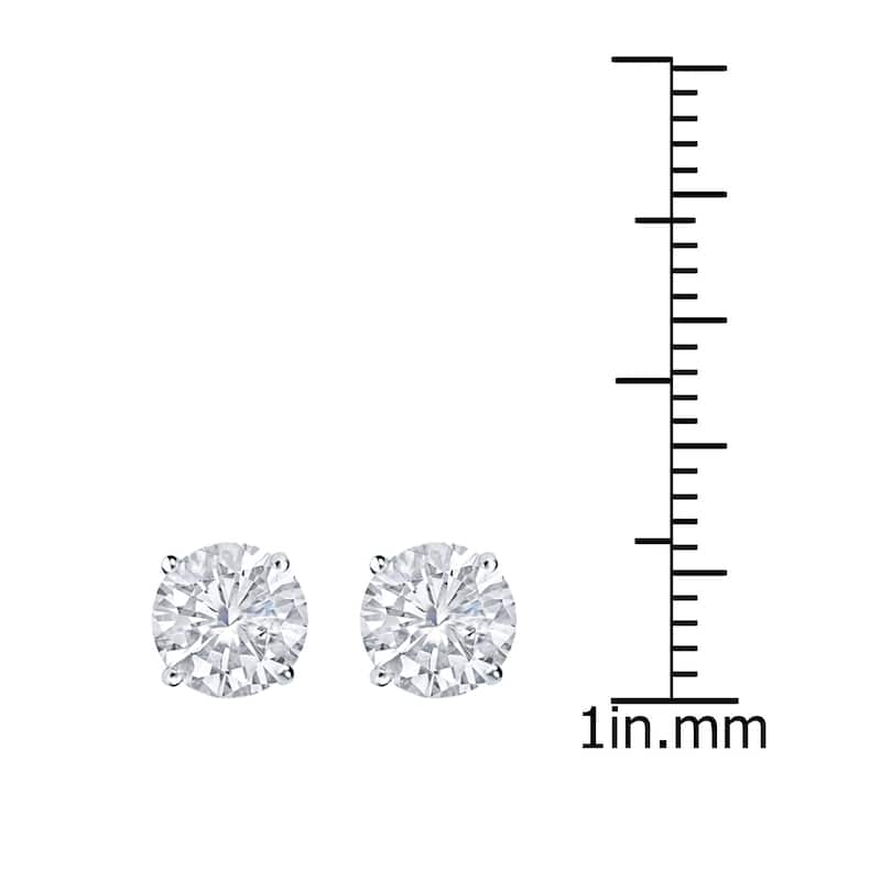 18k Gold 2ct TW Round Clarity Enhanced Diamond Stud Earrings (E-F, I1-I2)