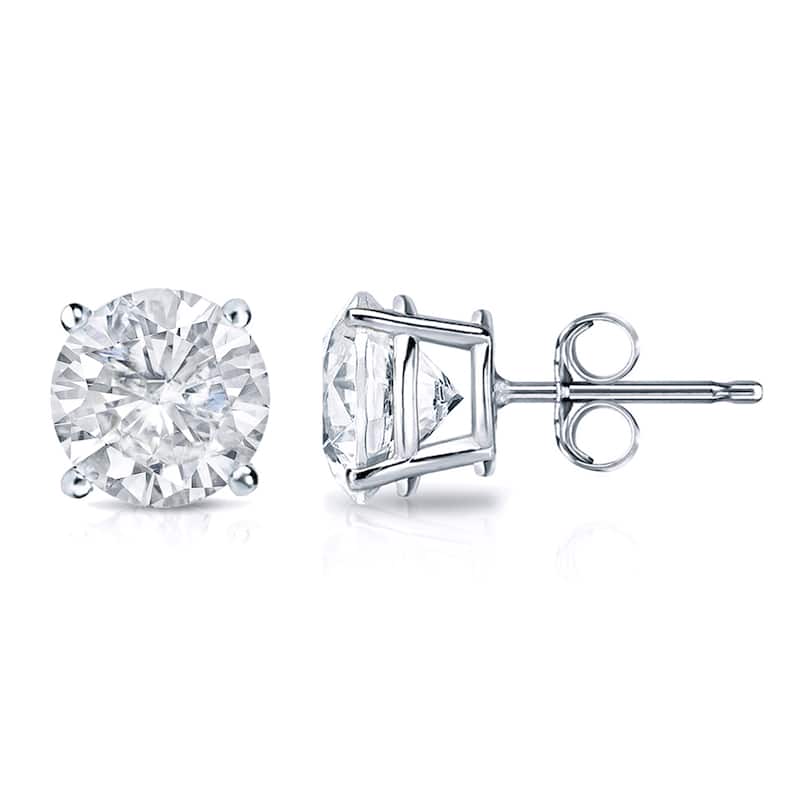 18k Gold 2ct TW Round Clarity Enhanced Diamond Stud Earrings (E-F, I1-I2)