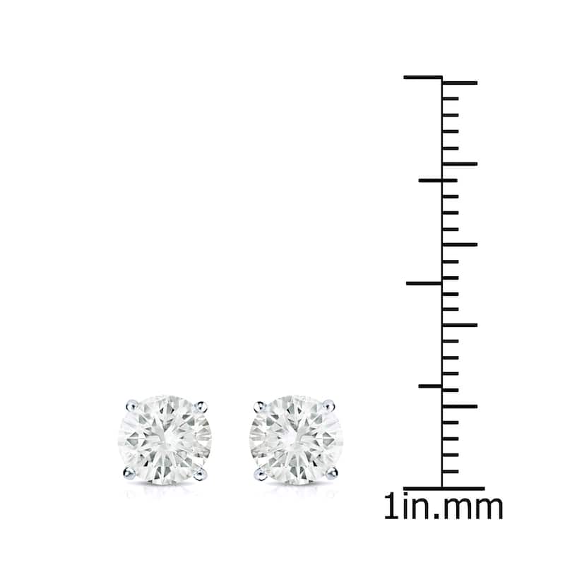 18k Gold 1 1/2ct TW Round Clarity Enhanced Diamond Stud Earrings
