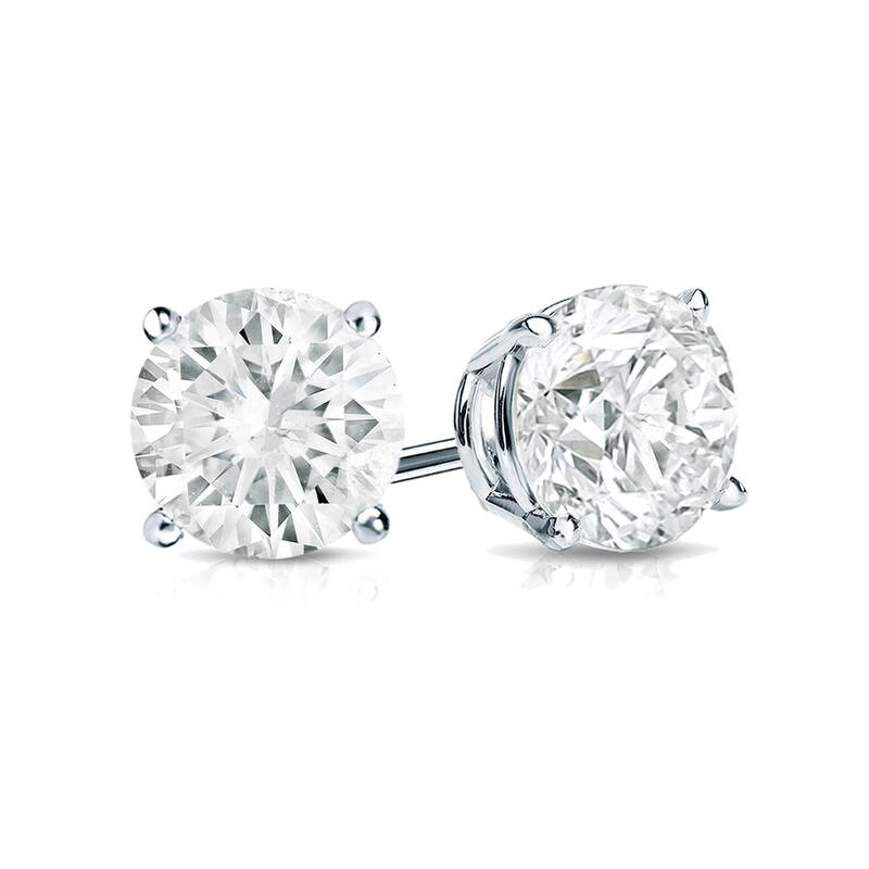 18k Gold 1 1/2ct TW Round Clarity Enhanced Diamond Stud Earrings