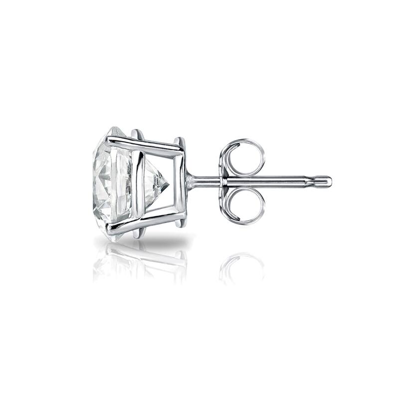 18k Gold 1 1/2ct TW Clarity Enhanced Round Solitaire Diamond Stud Earrings