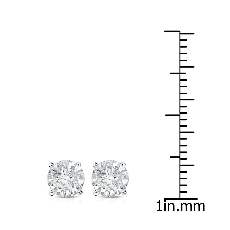 18k Gold 1 1/2ct TW Clarity Enhanced Round Solitaire Diamond Stud Earrings