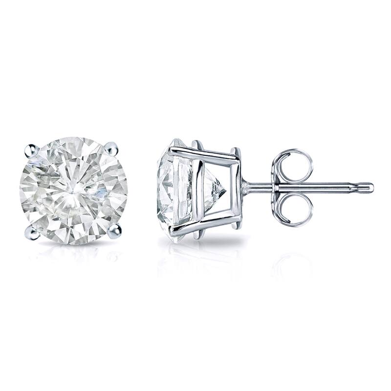 18k Gold 1 1/2ct TW Clarity Enhanced Round Solitaire Diamond Stud Earrings