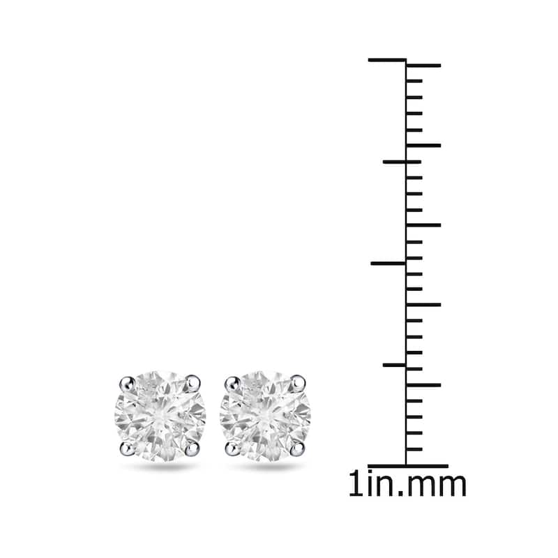18k Gold 1 1/2ct TW Clarity Enhanced Round Solitaire Diamond Stud Earrings