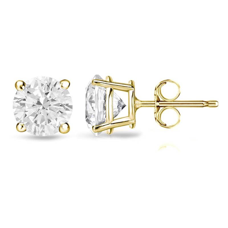 18k Gold 1 1/2ct TW Round Clarity Enhanced Diamond Stud Earrings (H-I, I1-I2)