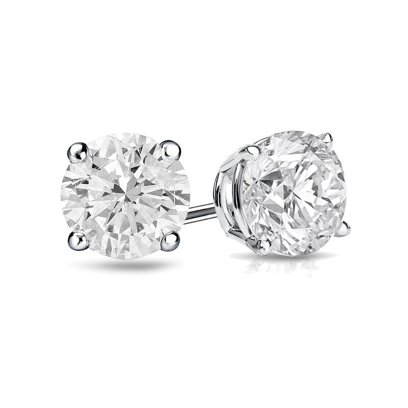 18k Gold 1 1/2ct TW Round Clarity Enhanced Diamond Stud Earrings (H-I, I1-I2)