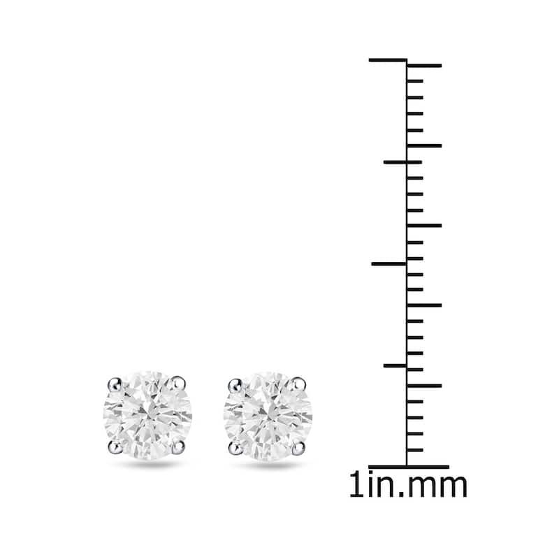 18k Gold 1 1/2ct TW Round Clarity Enhanced Diamond Stud Earrings (H-I, I1-I2)