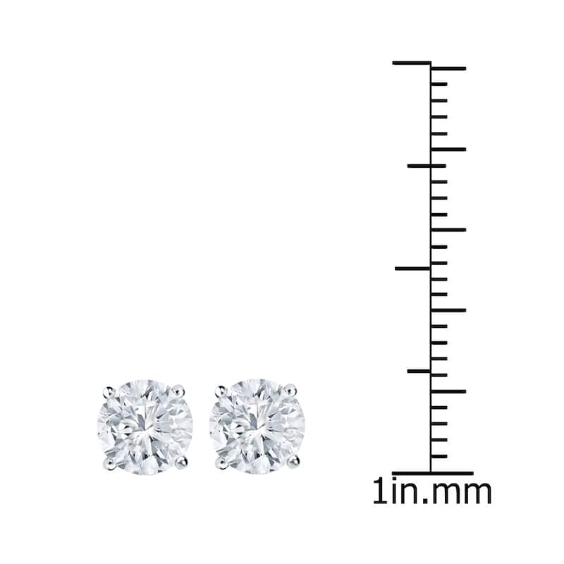 18k Gold 1 1/2ct TW Round Clarity Enhanced Diamond Stud Earrings (G-H, I1-I2)