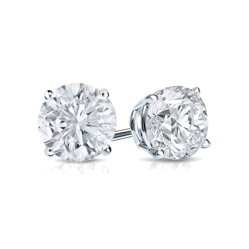 18k Gold 1 1/2ct TW Round Clarity Enhanced Diamond Stud Earrings (G-H, I1-I2)