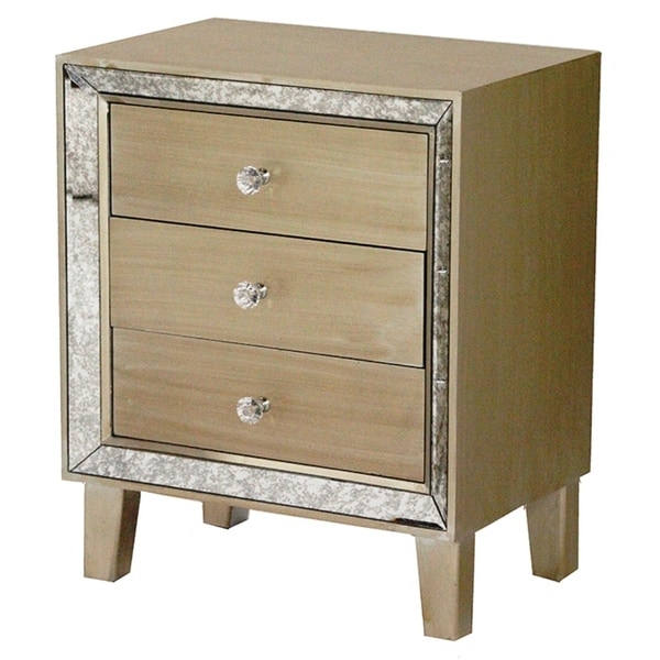 Heather Ann Creations Bon Marche Series Champagne Wood 3 Drawer Heather Ann Creations Bon Marche Series Champagne Wood 3 Drawer Square Cabinet