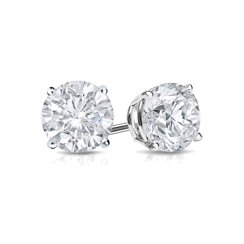18k Gold 1 1/2ct TW Round Clarity Enhanced Diamond Stud Earrings