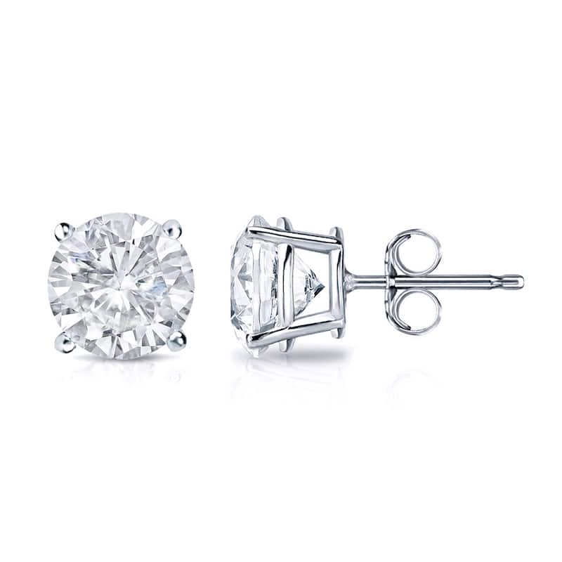 18k Gold 1 1/2ct TW Round Clarity Enhanced Diamond Stud Earrings