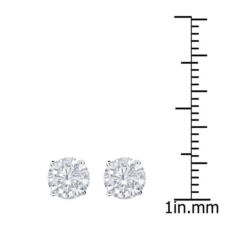 18k Gold 1 1/2ct TW Round Clarity Enhanced Diamond Stud Earrings