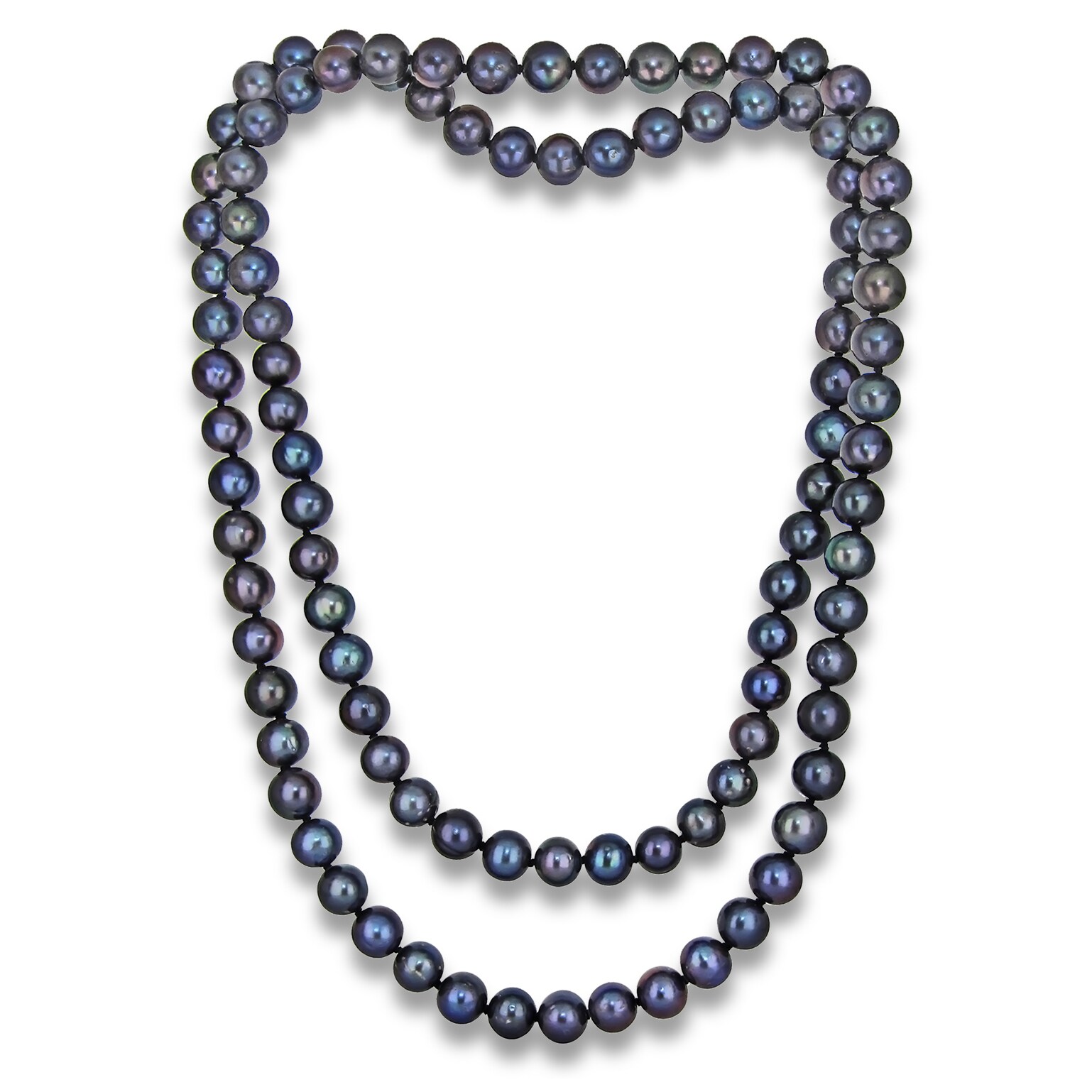 Peacock Blue Off-Round Freshwater Necklace 9-10mm