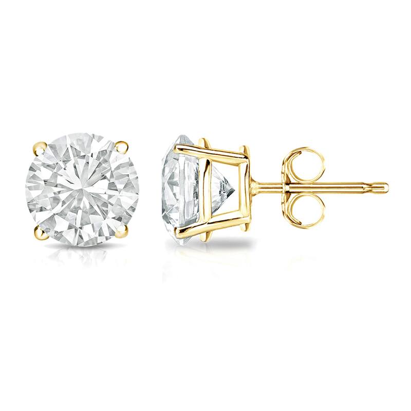 18k Gold 1 1/4ct TW Clarity Enhanced Round Solitaire Diamond Stud Earrings (VS1-VS2)