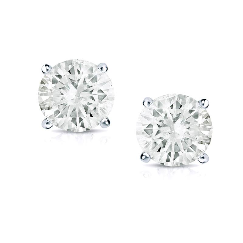 18k Gold 1 1/4ct TW Round Clarity Enhanced Diamond Stud Earrings (J-K, SI1-SI2)