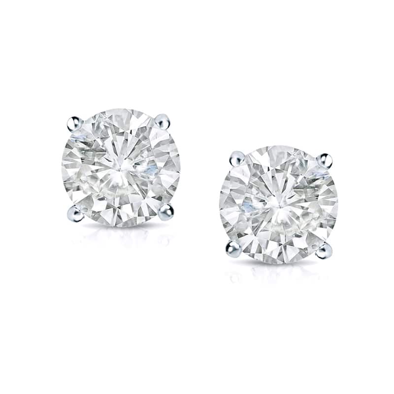 18k Gold 1 1/4ct TW Clarity Enhanced Round Solitaire Diamond Stud Earrings (I1-I2)