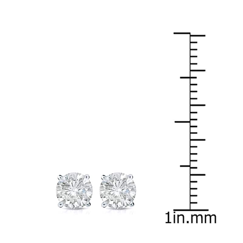 18k Gold 1 1/4ct TW Clarity Enhanced Round Solitaire Diamond Stud Earrings (I1-I2)