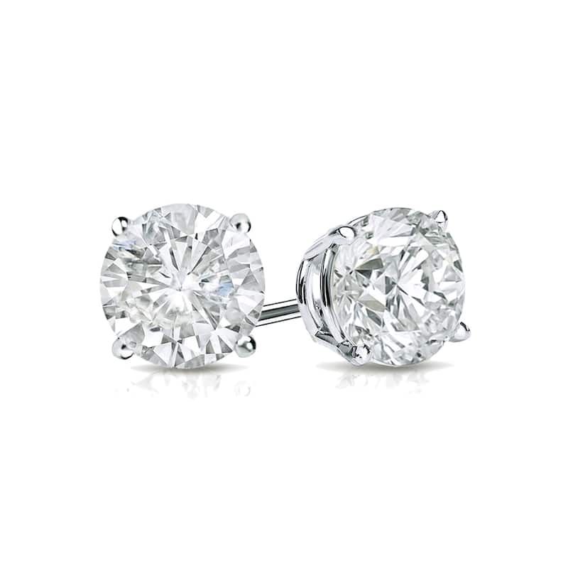 18k Gold 1 1/4ct TW Clarity Enhanced Round Solitaire Diamond Stud Earrings (I1-I2)