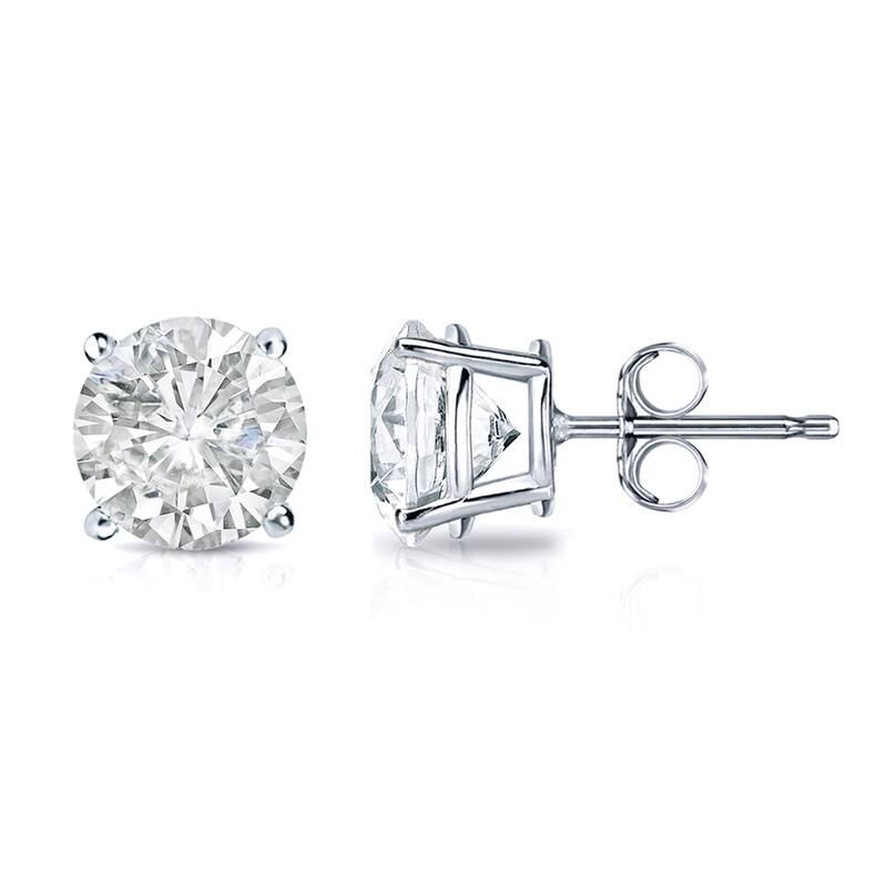18k Gold 1 1/4ct TW Clarity Enhanced Round Solitaire Diamond Stud Earrings (I1-I2)