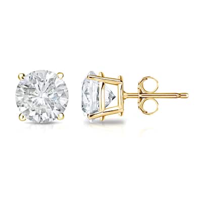 18k Gold 1 1/4ct TW Clarity Enhanced Round Solitaire Diamond Stud Earrings (I1-I2)