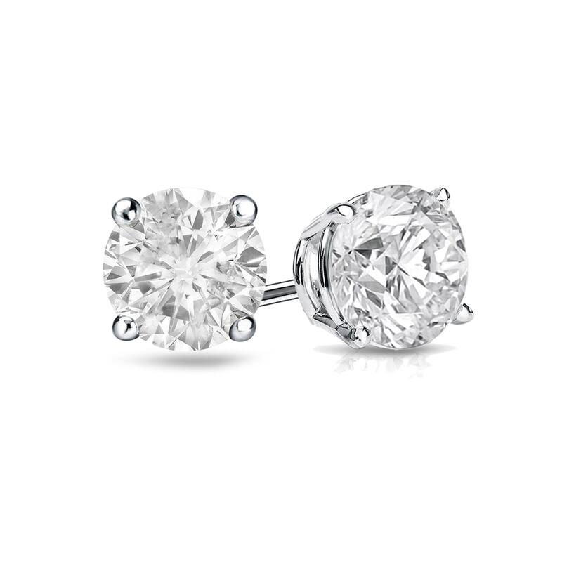 18k Gold 1 1/4ct TW Clarity Enhanced Round Solitaire Diamond Stud Earrings (H-I, I2-I3)