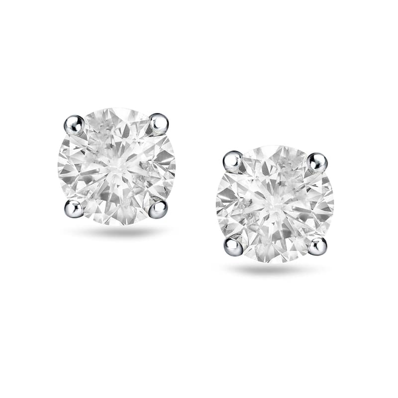 18k Gold 1 1/4ct TW Clarity Enhanced Round Solitaire Diamond Stud Earrings (H-I, I2-I3)