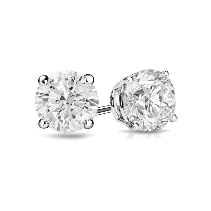 18k Gold 1 1/4ct TW Round Clarity Enhanced Diamond Stud Earrings