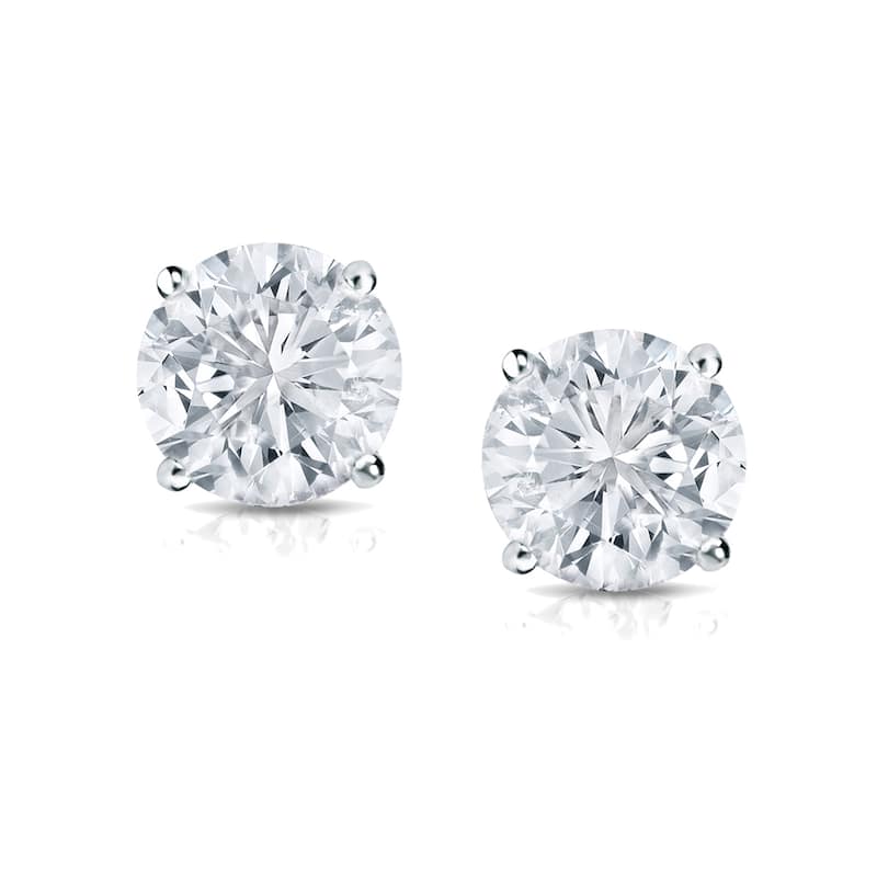 18k Gold 1 1/4ct TW Clarity Enhanced Round Solitaire Diamond Stud Earrings (I1-I2)