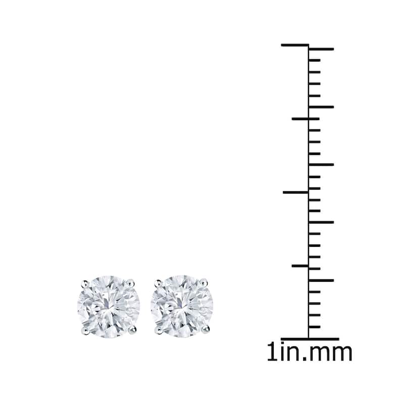 18k Gold 1 1/4ct TW Clarity Enhanced Round Solitaire Diamond Stud Earrings (I1-I2)