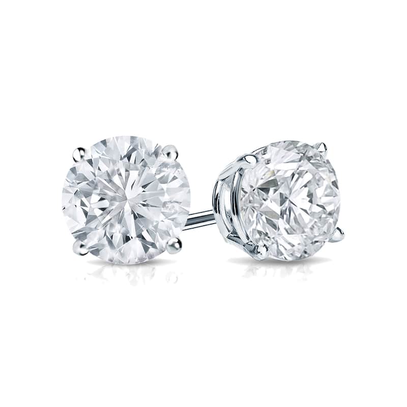 18k Gold 1 1/4ct TW Clarity Enhanced Round Solitaire Diamond Stud Earrings (I1-I2)