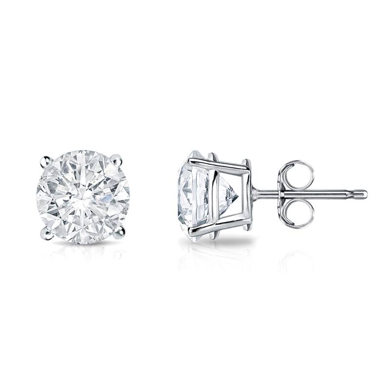 Auriya 1 1/4ctw Round Clarity-Enhanced Diamond Stud Earrings 18K Gold (E-F, I2-I3) - White