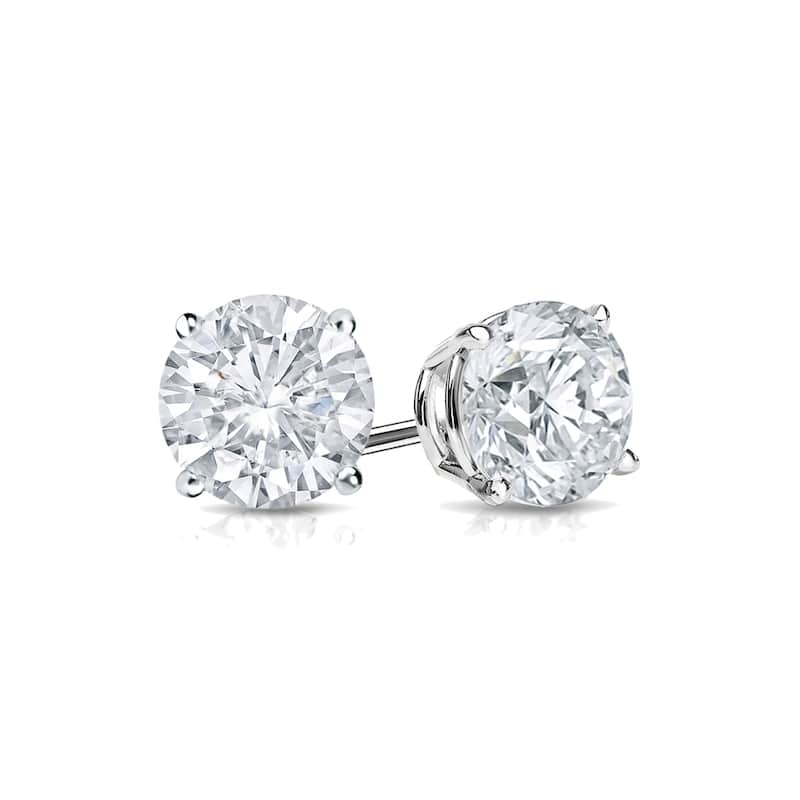 18k Gold Round 1 1/4ct TW Clarity Enhanced Diamond Stud Earrings (E-F, I1-I2)