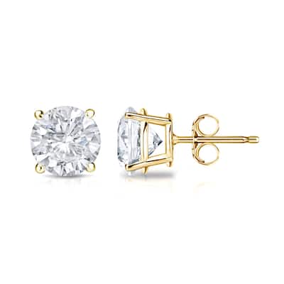 18k Gold Round 1 1/4ct TW Clarity Enhanced Diamond Stud Earrings (E-F, I1-I2)