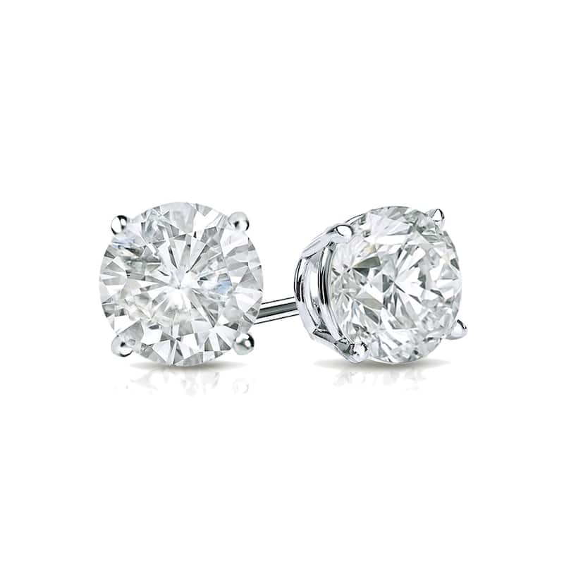 Auriya Round Diamond Stud Earrings 1ct TDW Clarity Enhanced 18k Gold (J-K, I1-I2)