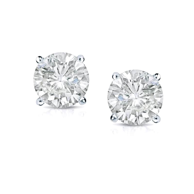 Auriya Round Diamond Stud Earrings 1ct TDW Clarity Enhanced 18k Gold (J-K, I1-I2)