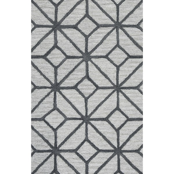 Hand Tufted Luniccia Grey Wool Geometric Runner Rug 2 6 X 8 2 6 X 8 On Sale Overstock 14724135