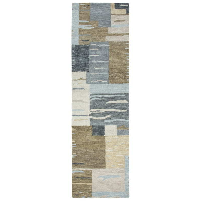 Alora Decor Napoli Neutral Wool Block Runner Area Rug - 2'6" x 8'