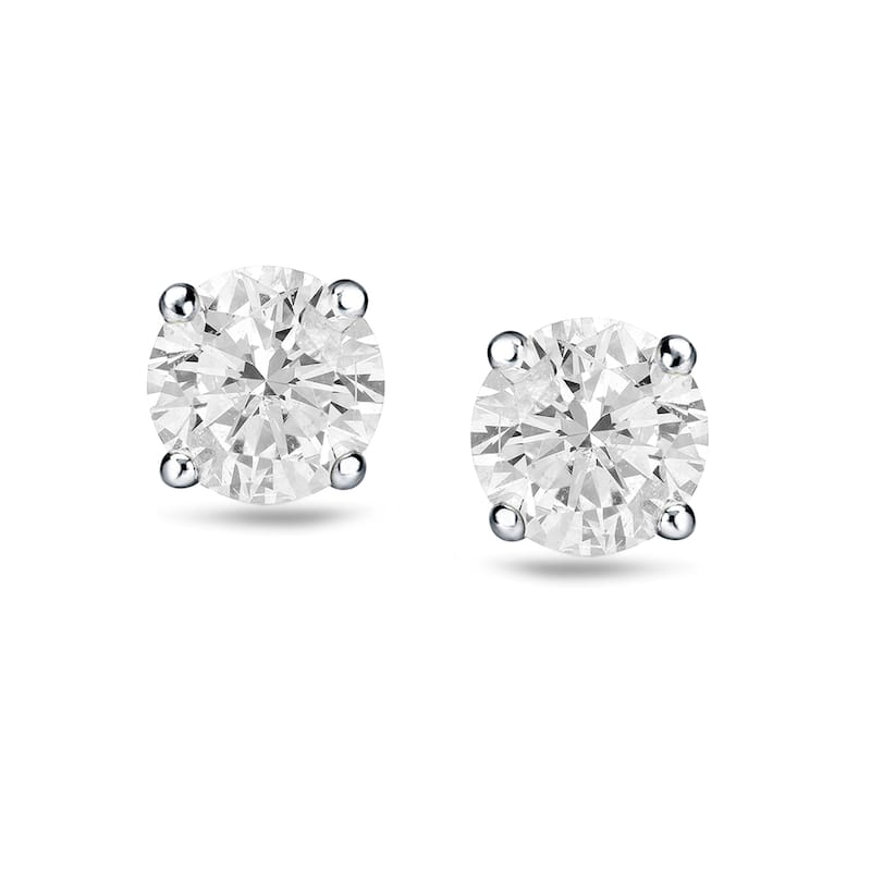 18k Gold Round 1ct TW Clarity Enhanced Diamond Stud Earrings