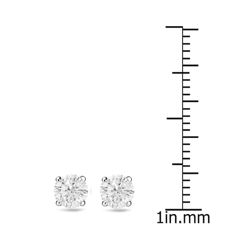 18k Gold Round 1ct TW Clarity Enhanced Diamond Stud Earrings