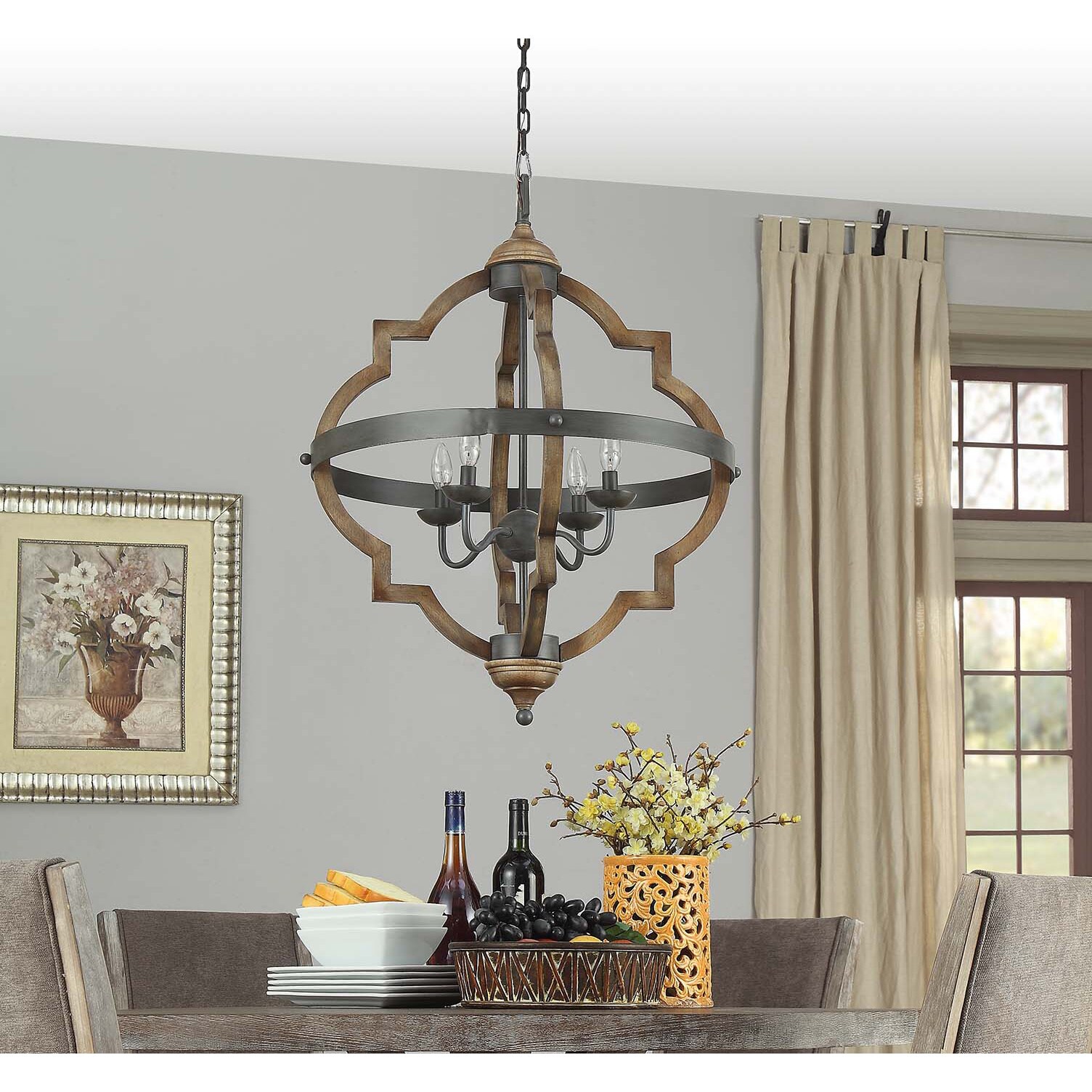 Mason Quatrefoil 4-light Mahogany Finish Bronze Chandelier (Distressed mahagony) - Chandeliers For Bedrooms by Overstock.com