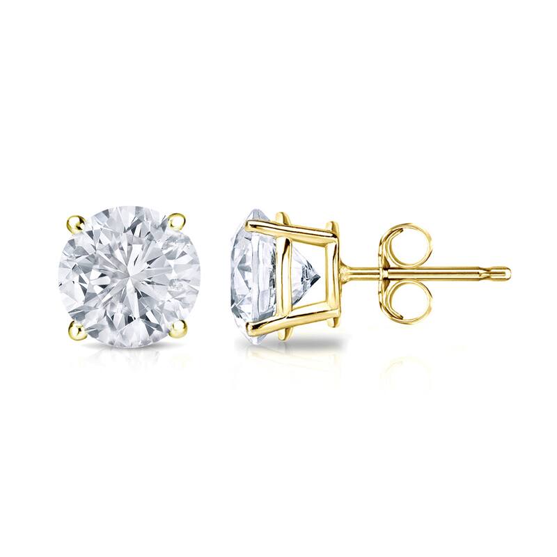 18k Gold Round 1ct TW Clarity Enhanced Diamond Stud Earrings (G-H, I1-I2)
