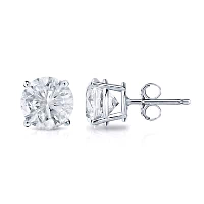 18k Gold Round 1ct TW Clarity Enhanced Diamond Stud Earrings (G-H, I1-I2)
