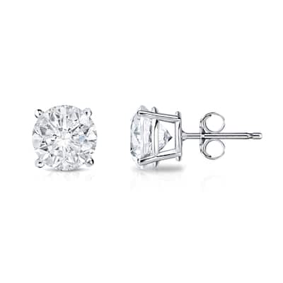 18k Gold Round 1ct TW Clarity Enhanced Diamond Stud Earrings (E-F, I2-I3)
