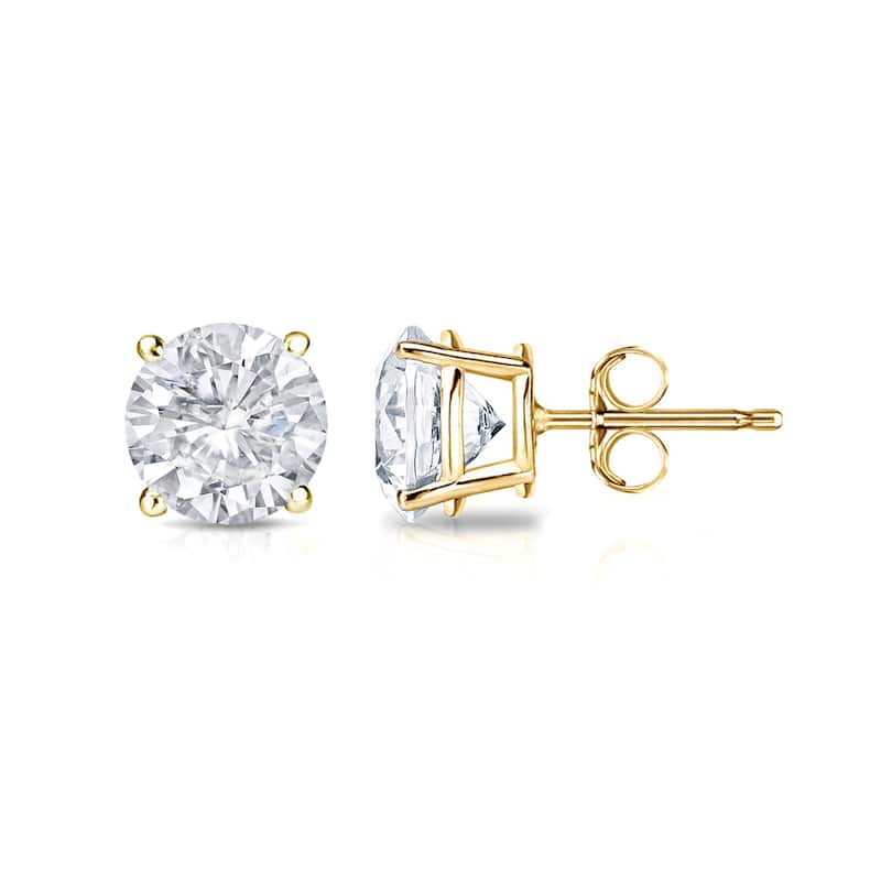 18k Gold Round 1ct TW Clarity Enhanced Diamond Stud Earrings (E-F, I1-I2)