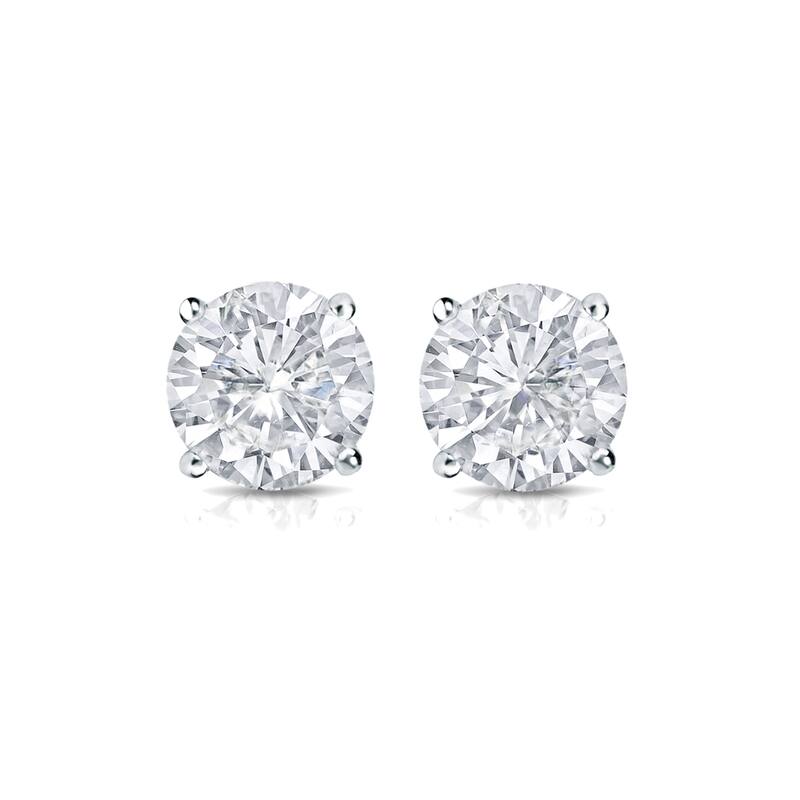 18k Gold Round 1ct TW Clarity Enhanced Diamond Stud Earrings (E-F, I1-I2)