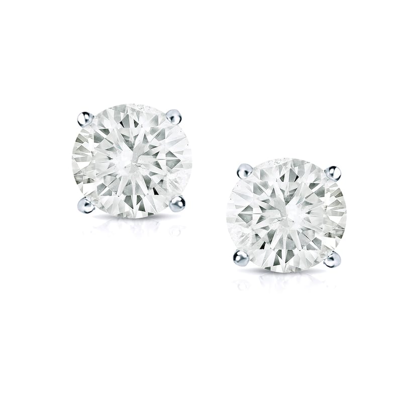 18k Gold Round 3/4ct TW Clarity Enhanced Diamond Stud Earrings (J-K, SI1-SI2)