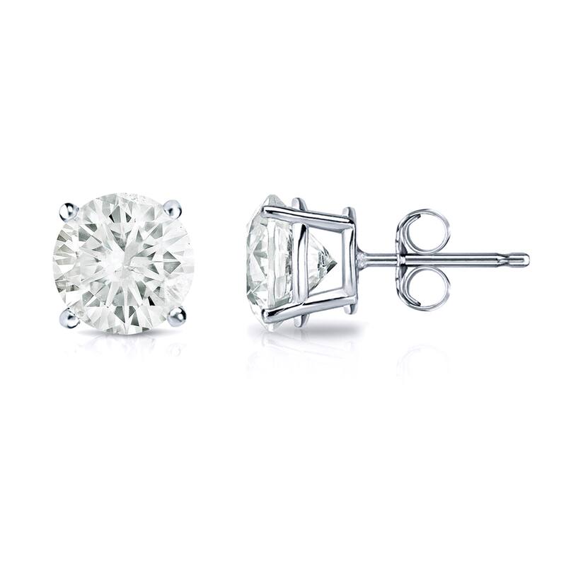 18k Gold Round 3/4ct TW Clarity Enhanced Diamond Stud Earrings (J-K, SI1-SI2)